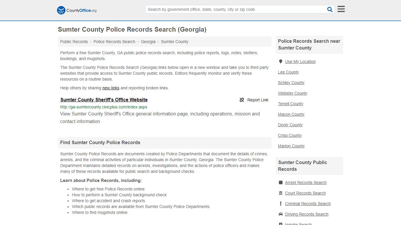 Police Records Search - Sumter County, GA (Accidents & Arrest Records)